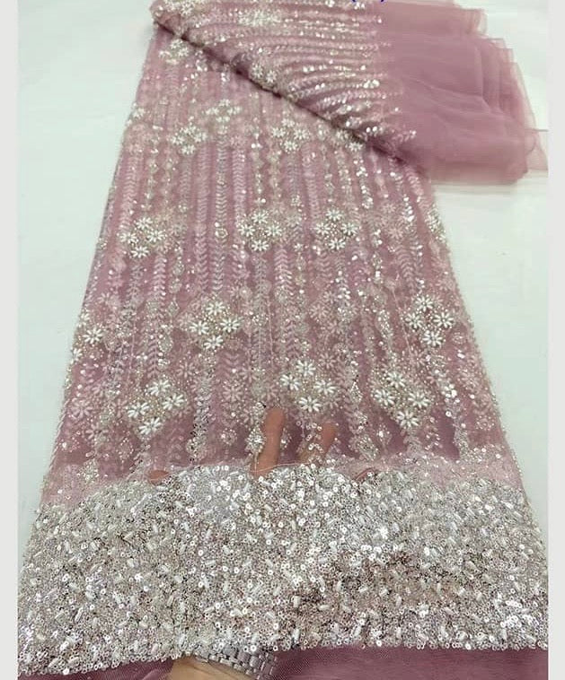 High Quality French Beaded Lace Available in 7 Colors