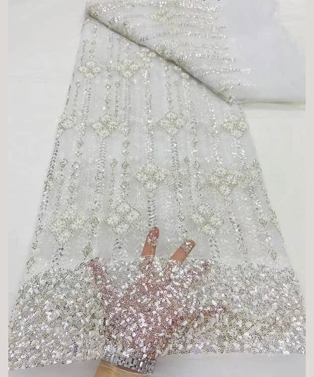 High Quality French Beaded Lace Available in 7 Colors