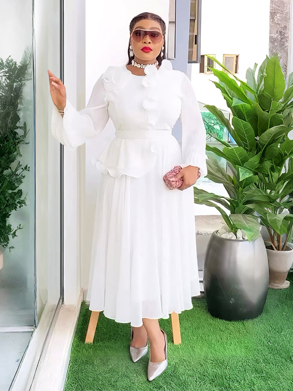Elegant Chiffon Pleated Dress
