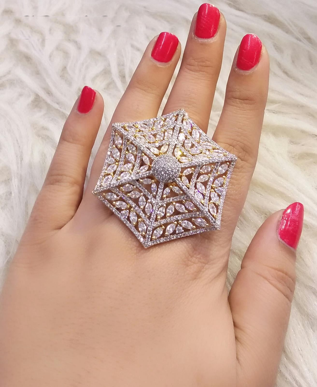 Hand Crafted Ring Umbrella Shaped Fashion Ring