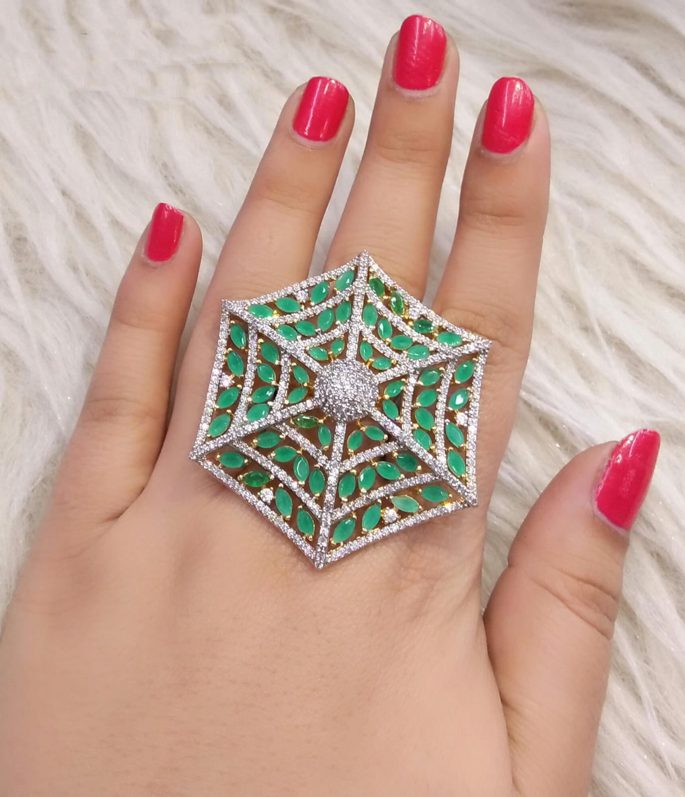 Hand Crafted Ring Umbrella Shaped Fashion Ring
