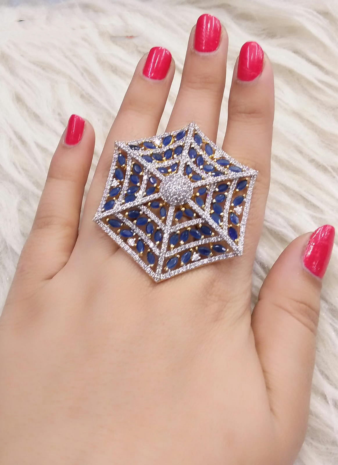 Hand Crafted Ring Umbrella Shaped Fashion Ring