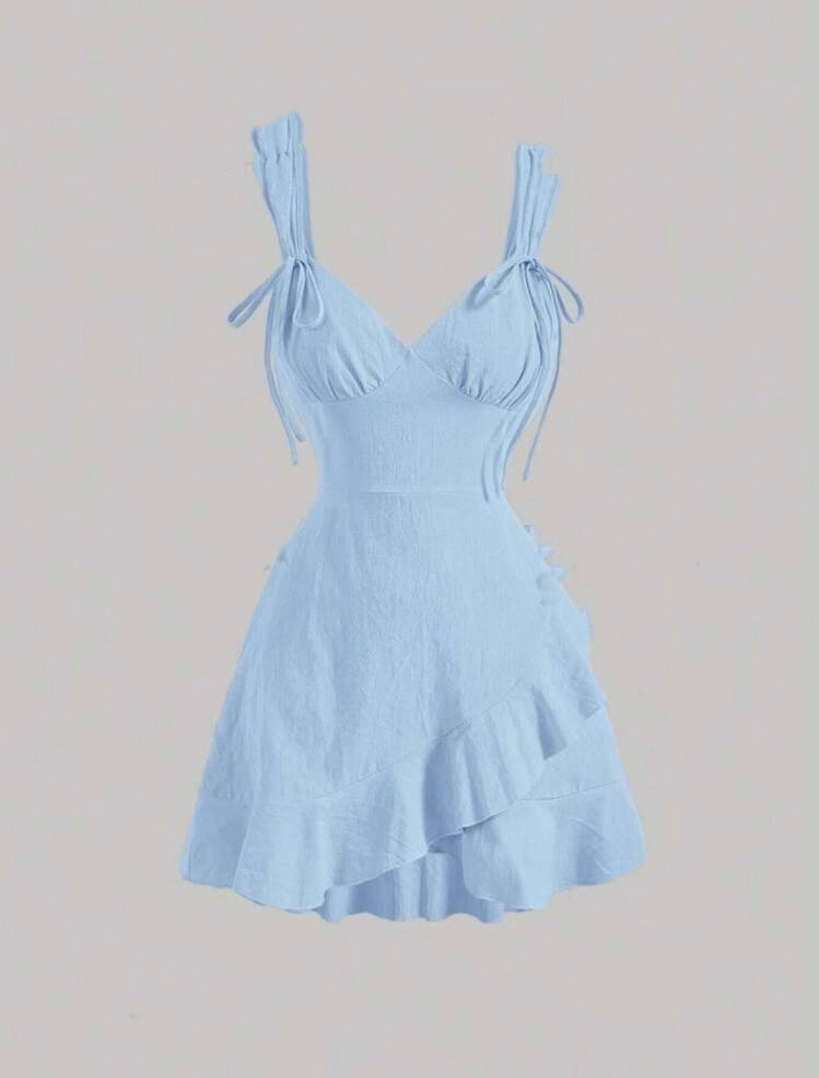 Shein MOD Tie Shoulder Roffle Trim Wrap Hem Cami Dress