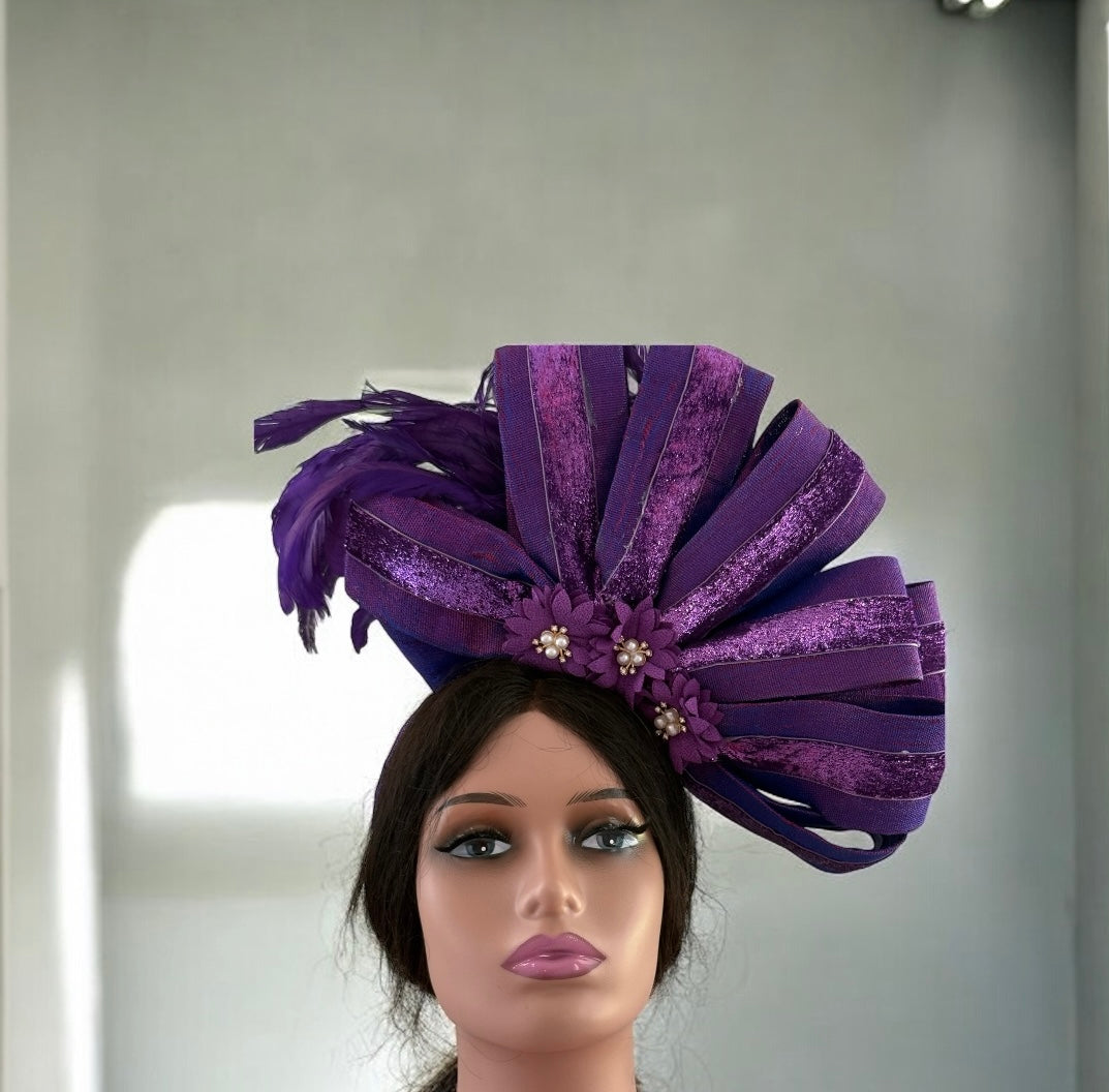 Embellished Elegant Purple Fascinator