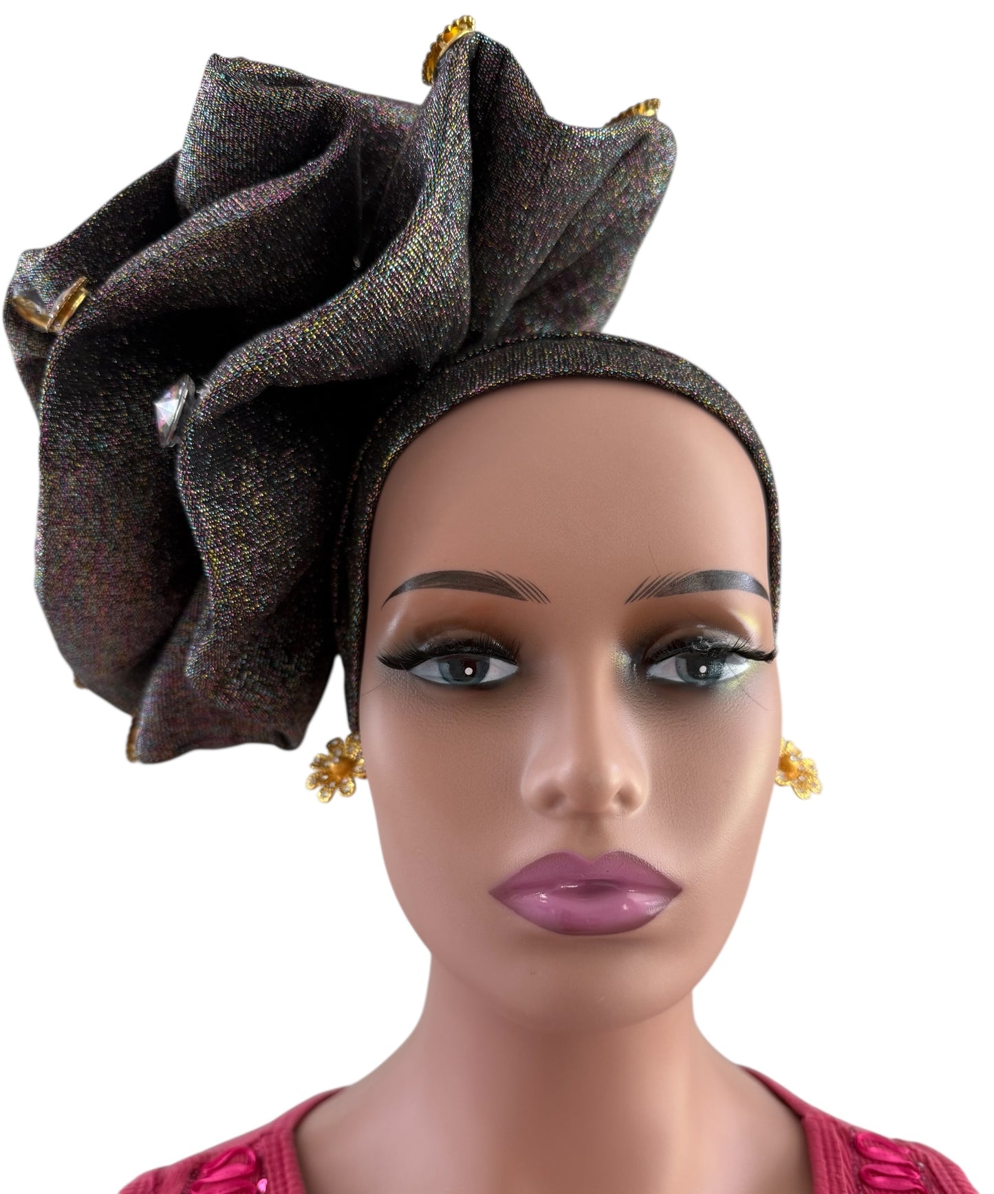 Brown Glitter Nigerian Auto Gele