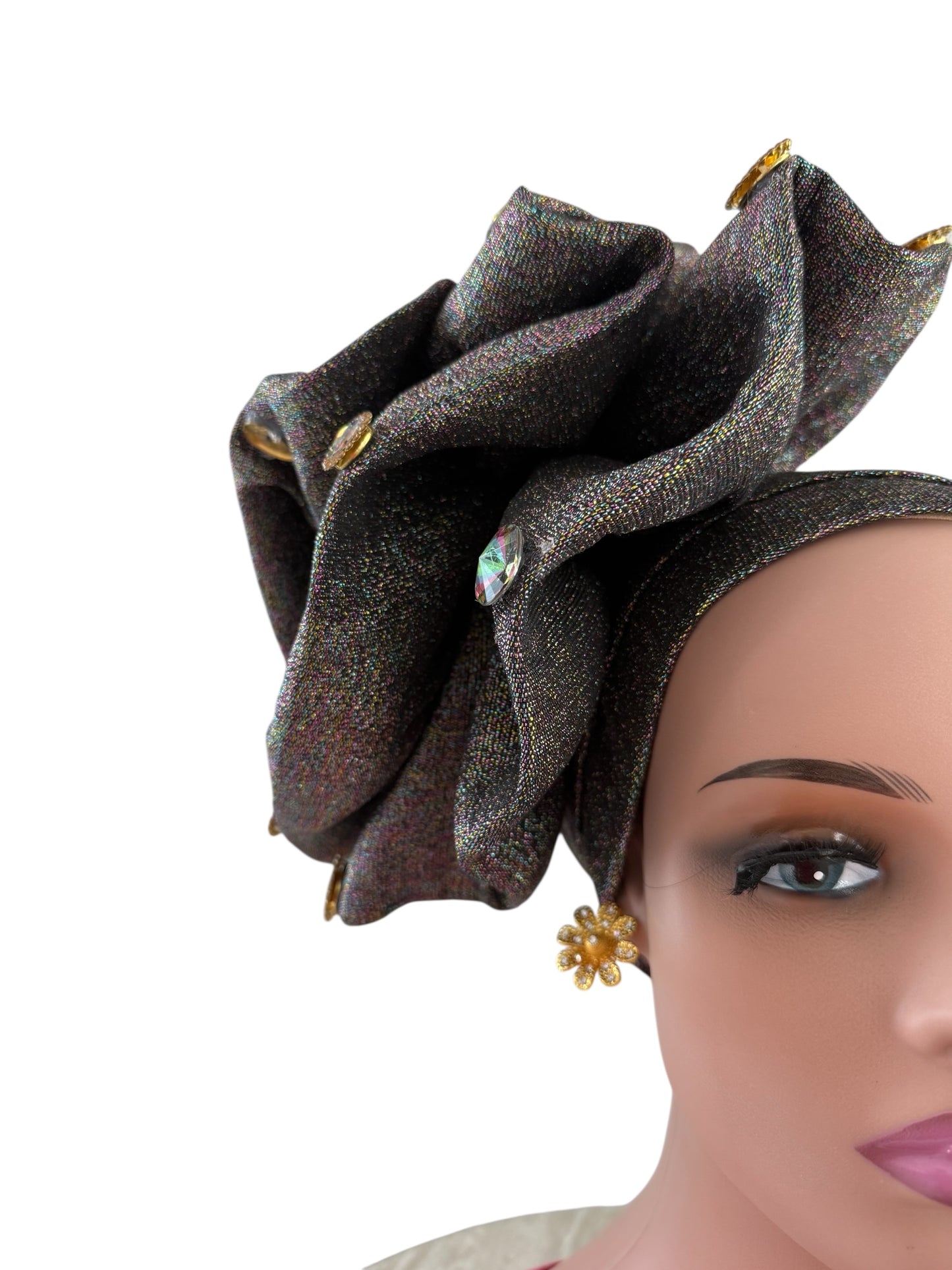 Brown Glitter Nigerian Auto Gele