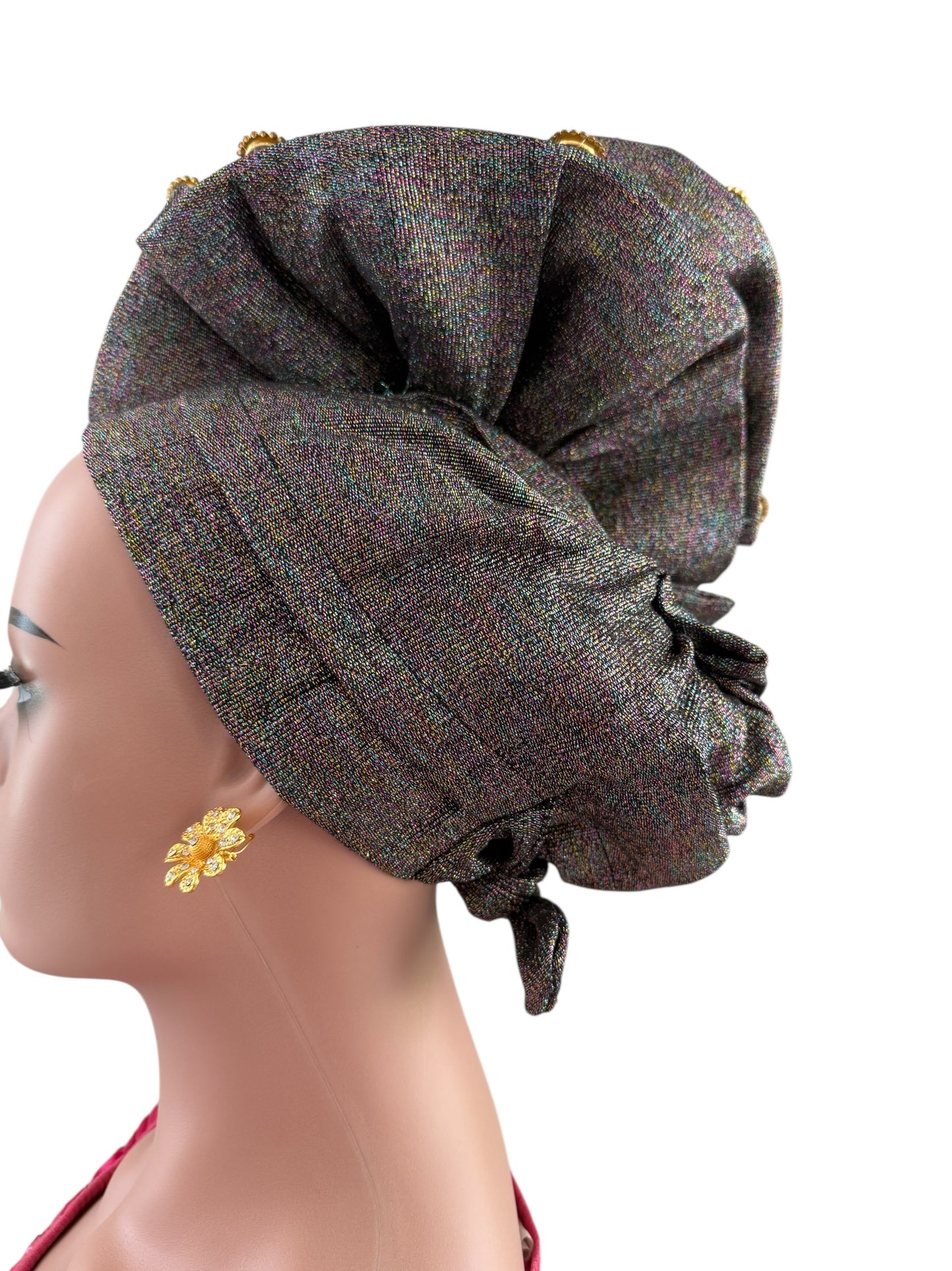 Brown Glitter Nigerian Auto Gele