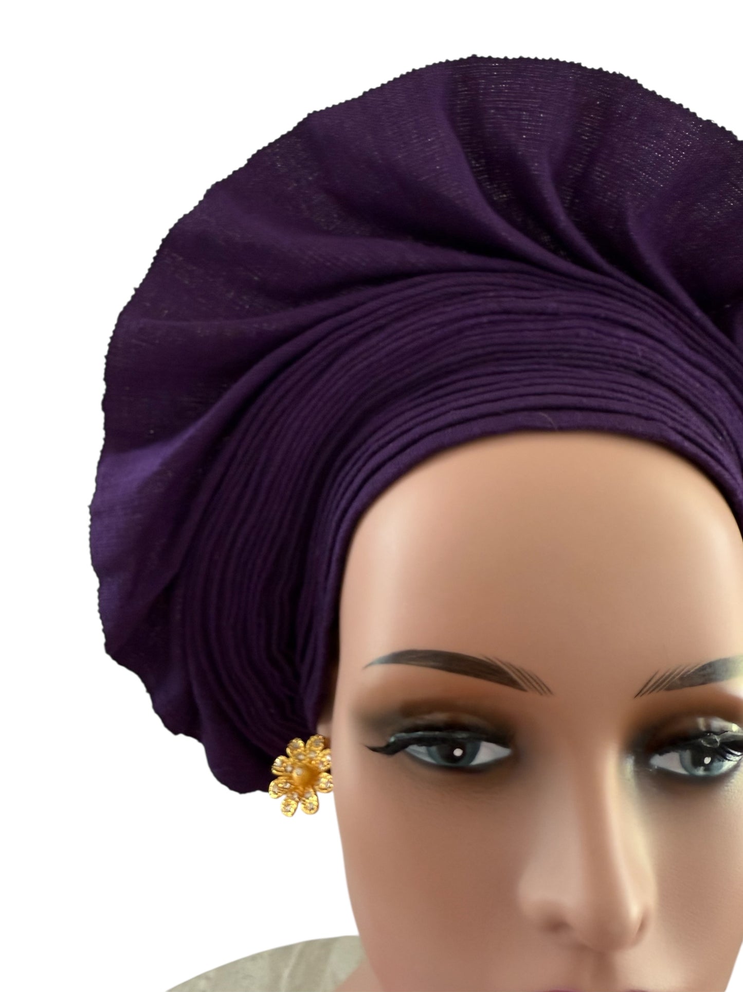 Purple Aso Oke Auto Gele