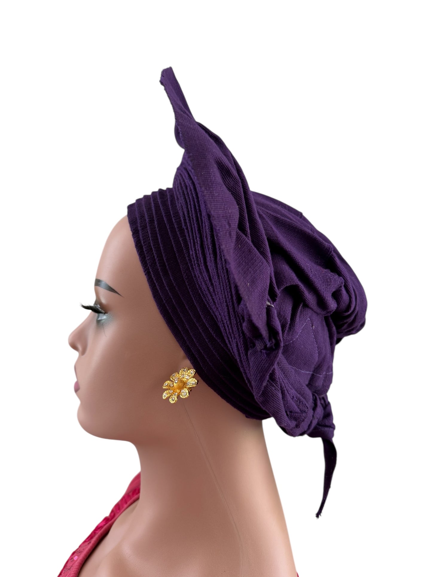 Purple Aso Oke Auto Gele