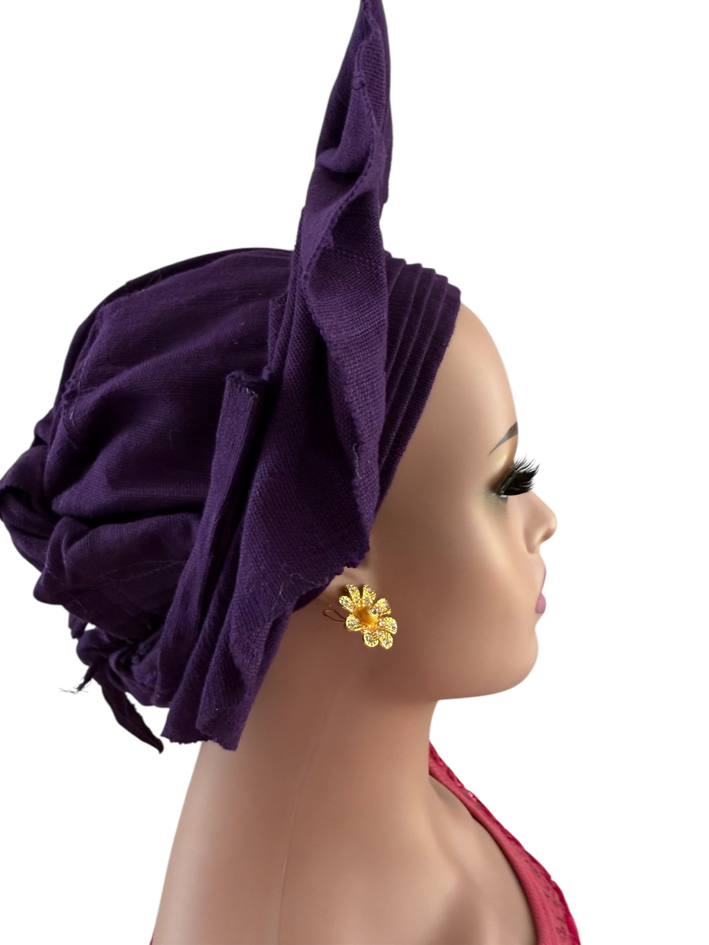 Purple Aso Oke Auto Gele