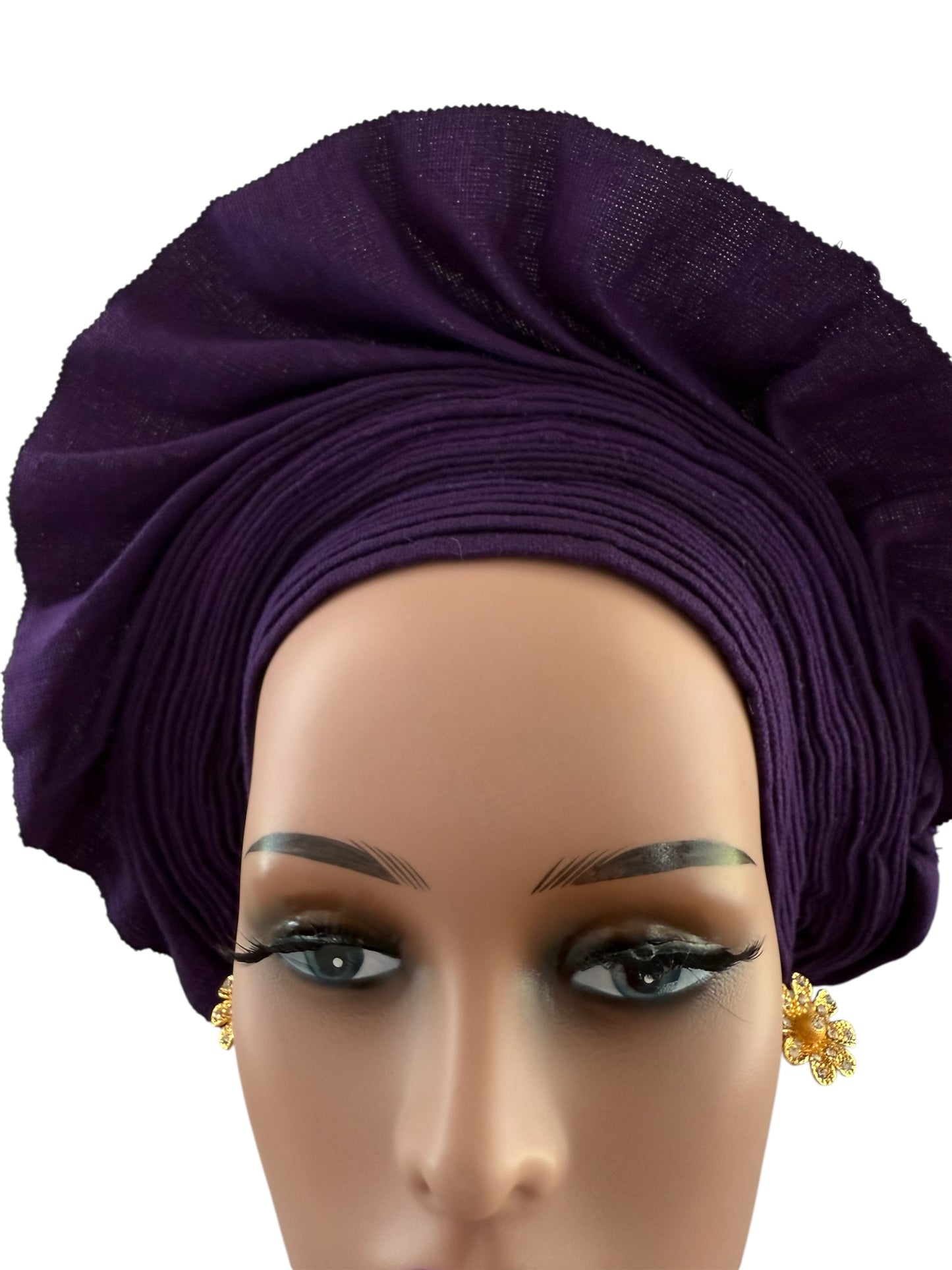 Purple Aso Oke Auto Gele