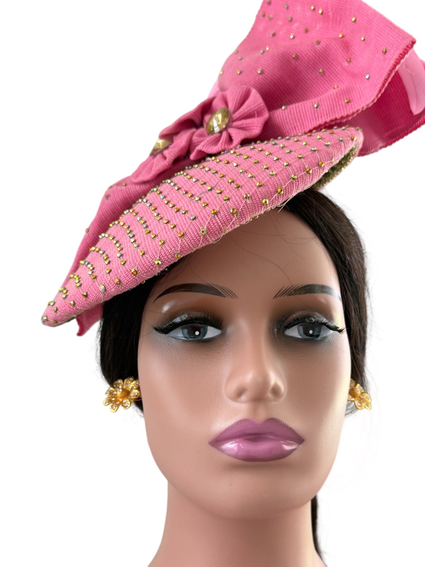 Light Pink Aso Oke Auto Gele