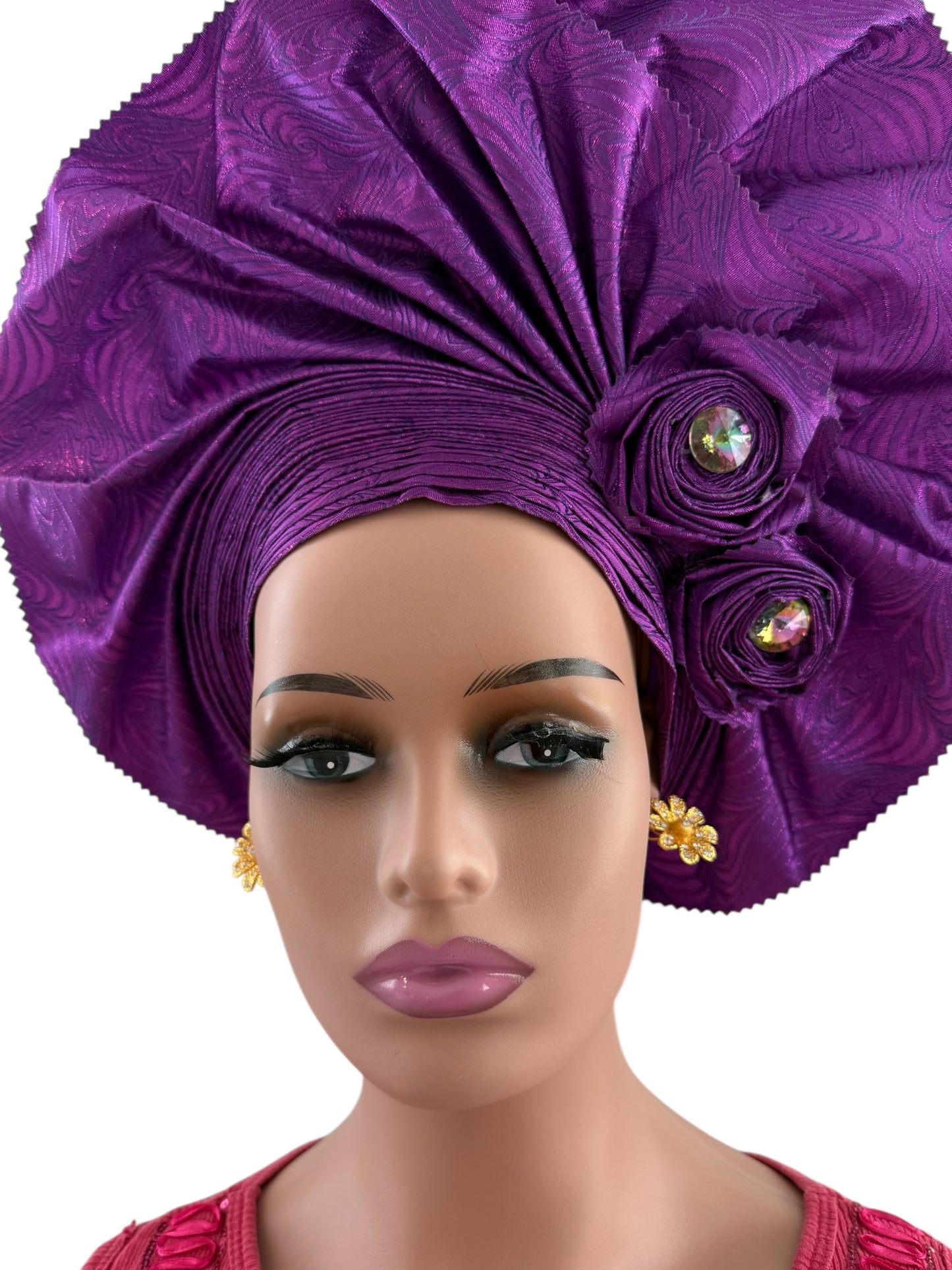 High Quality Purple Sego Nigerian Auto Gele