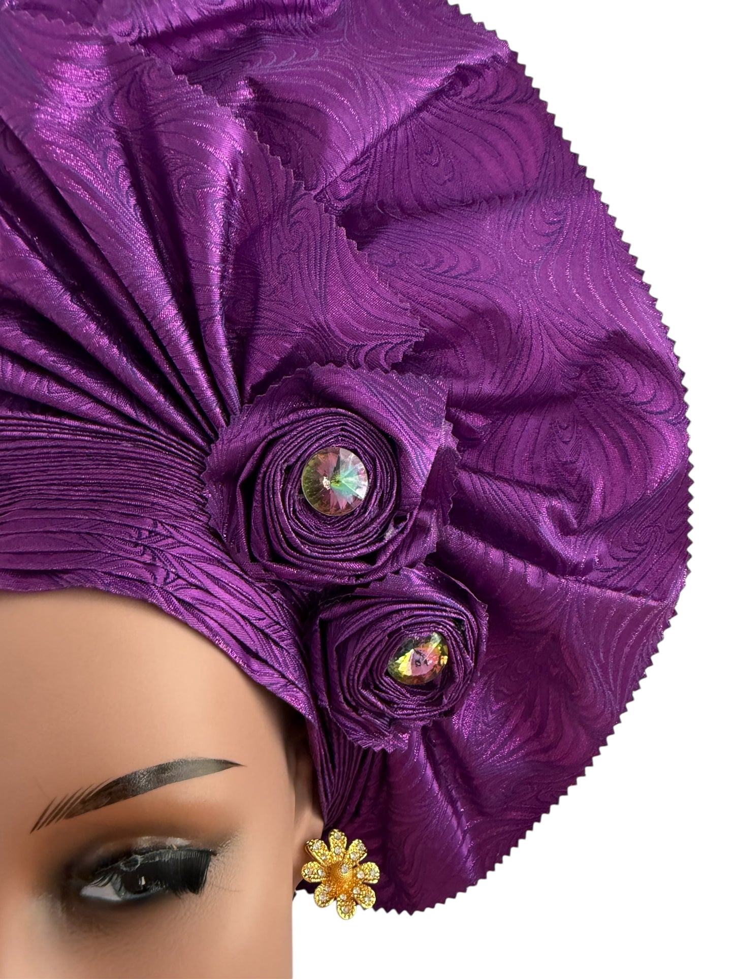 High Quality Purple Sego Nigerian Auto Gele