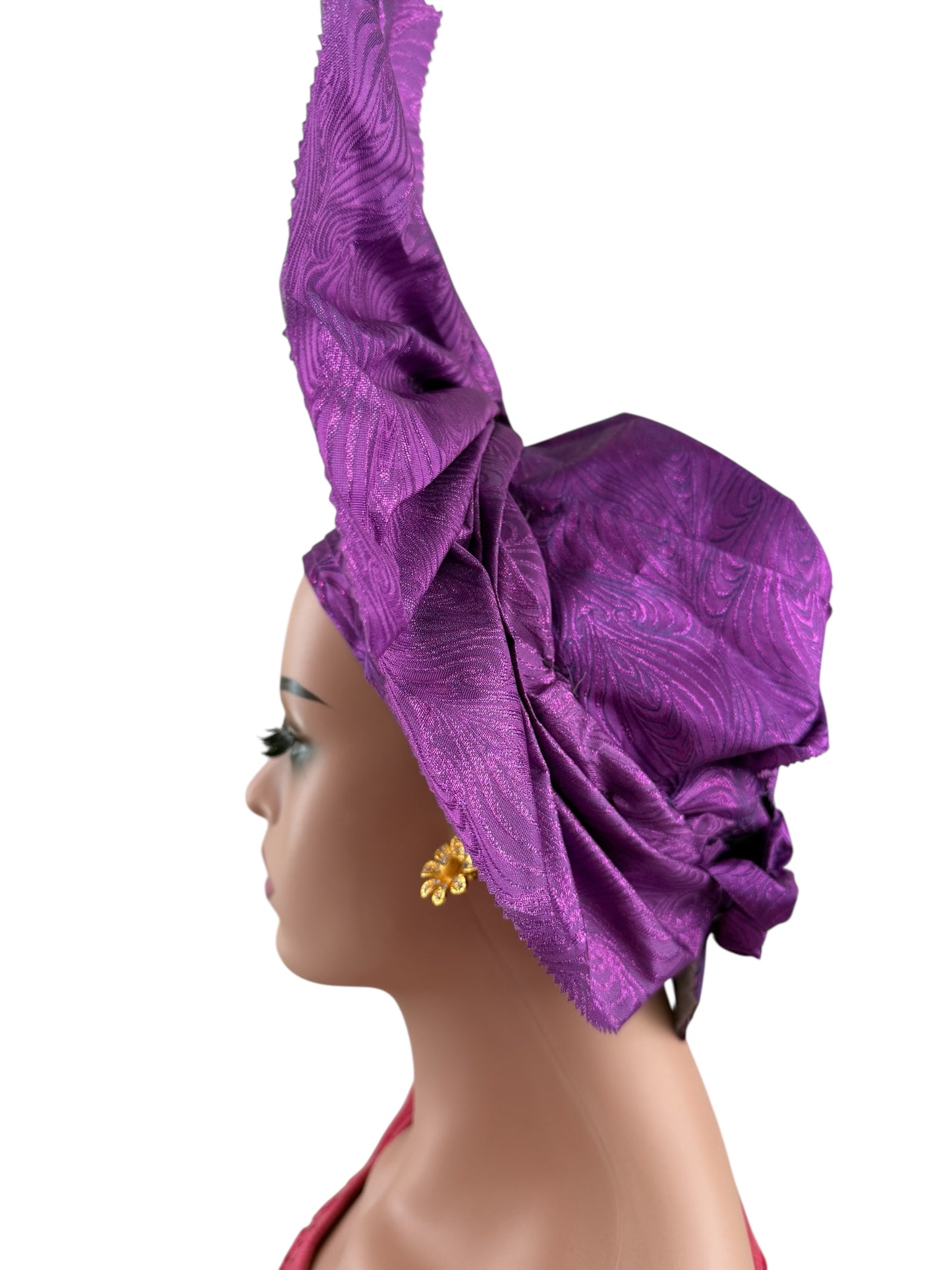 High Quality Purple Sego Nigerian Auto Gele
