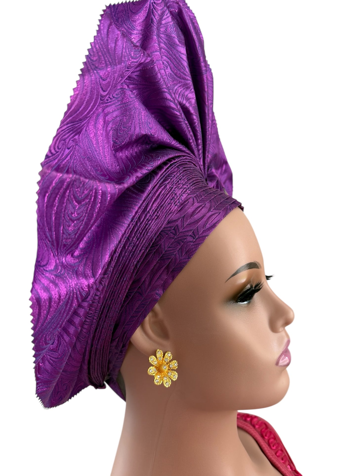 High Quality Purple Sego Nigerian Auto Gele