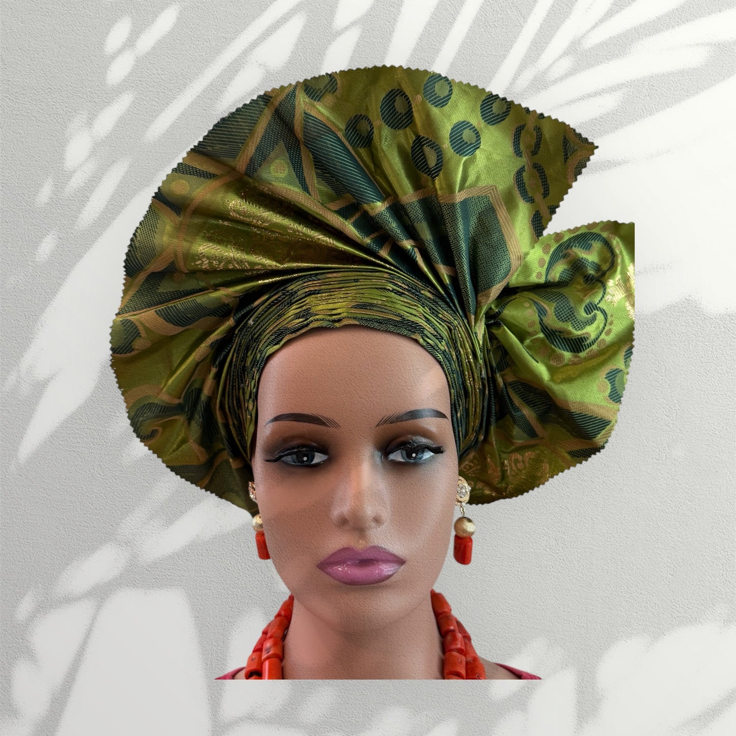 Green Sego Nigerian Auto Gele