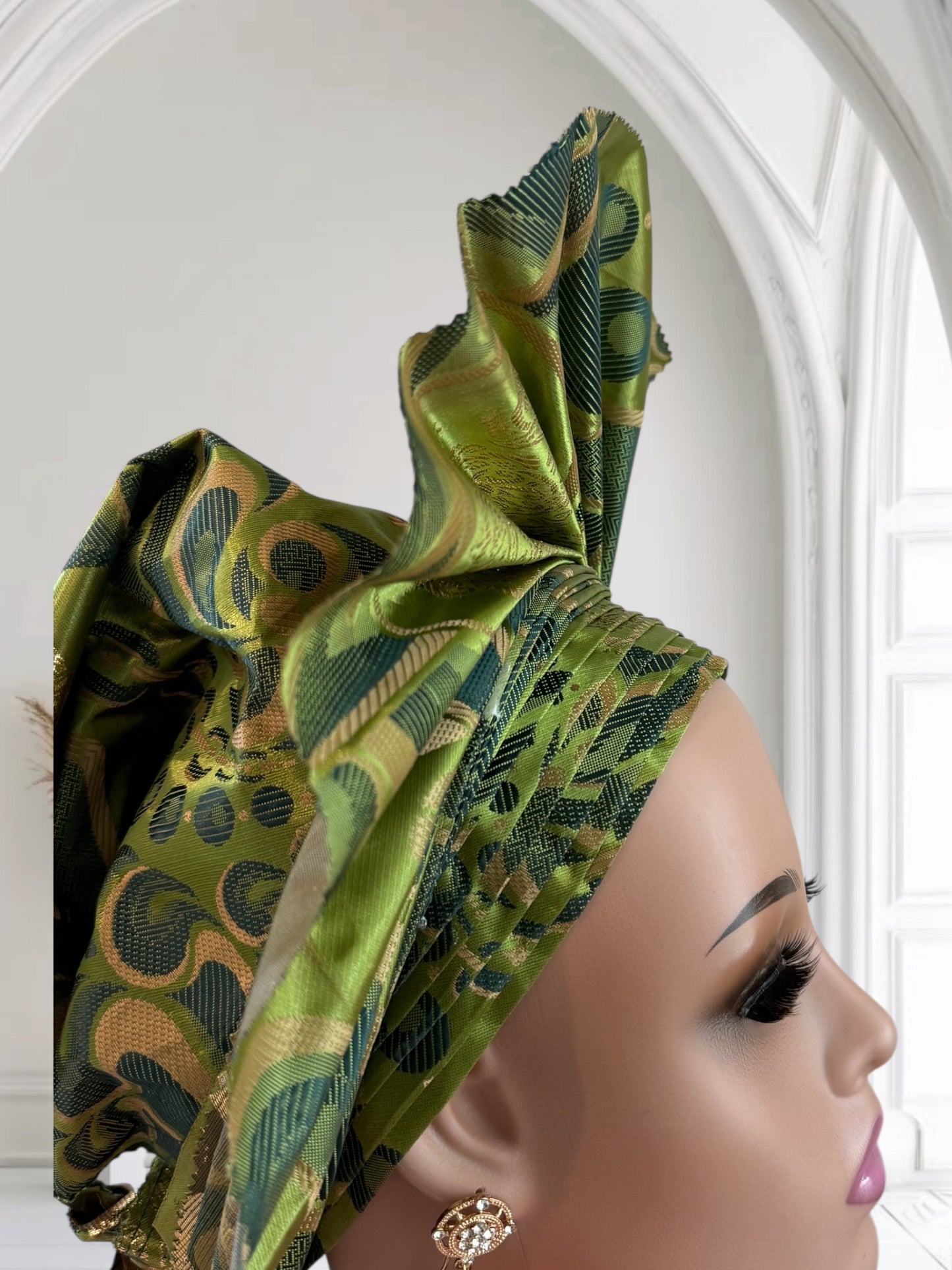 Green Sego Nigerian Auto Gele