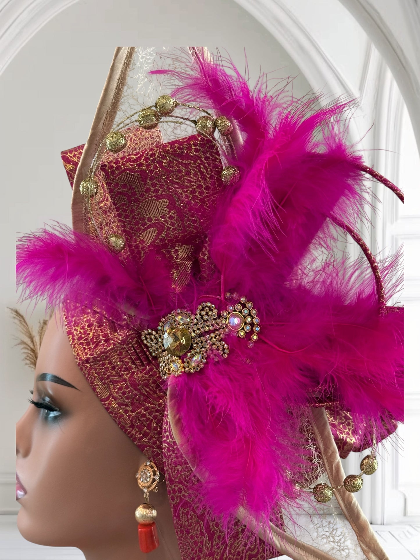 Fuschia Pink Sego Auto Gele