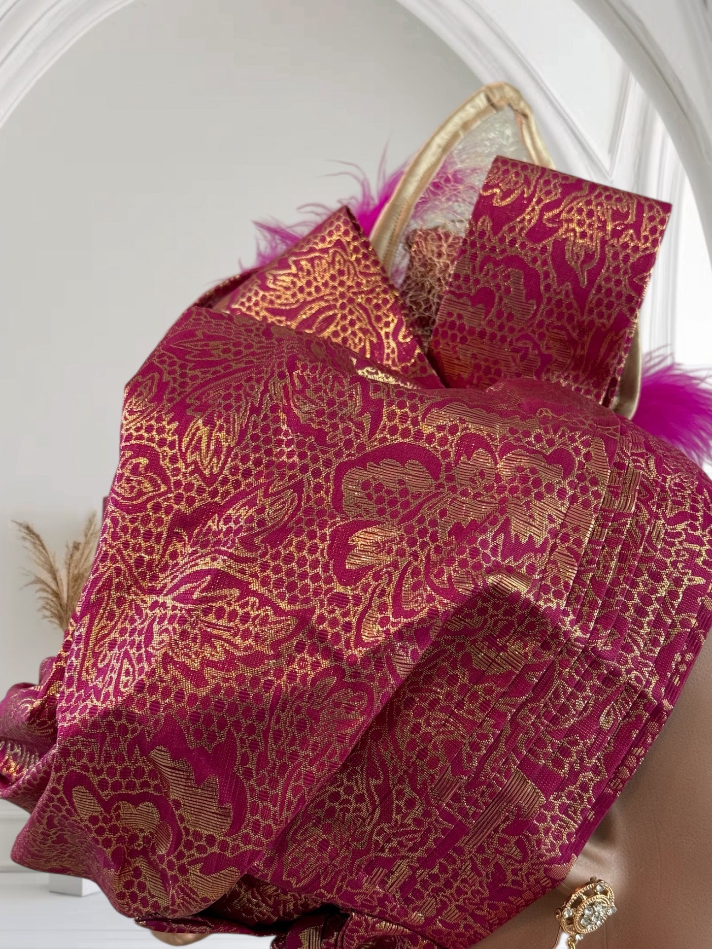 Fuschia Pink Sego Auto Gele