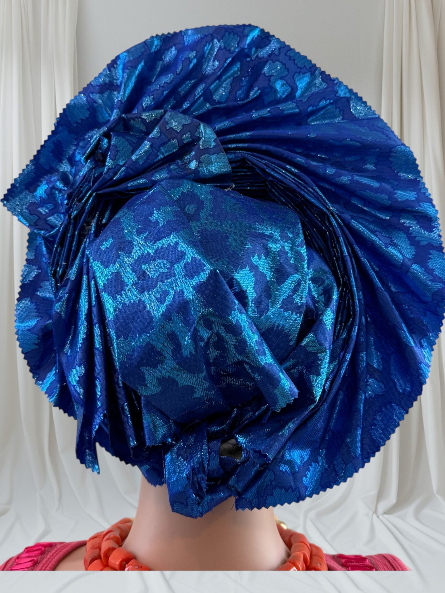 Elegant Royal Blue Sego Auto Gele