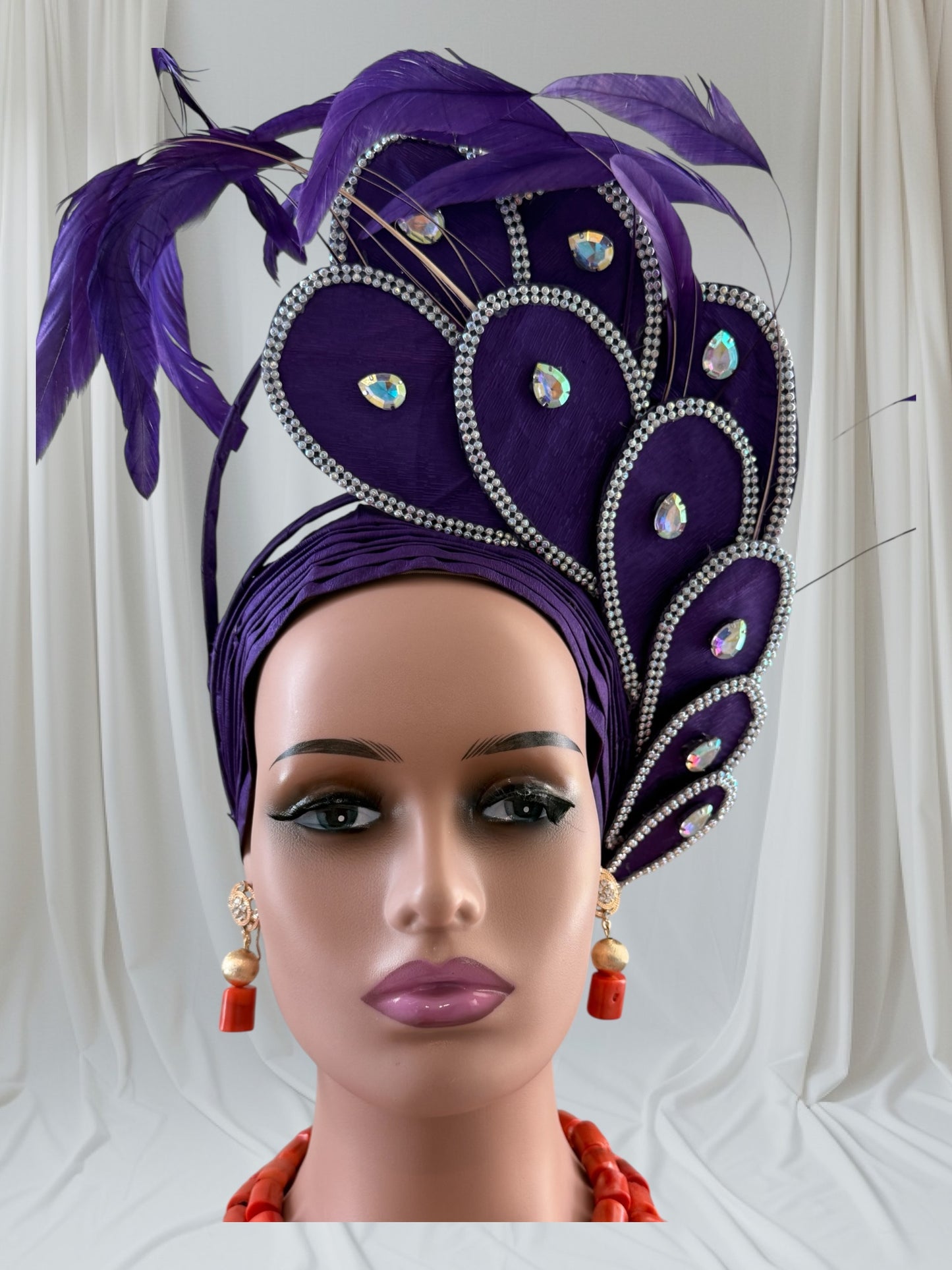 Stunning Purple Nigerian Autogele with Feathers