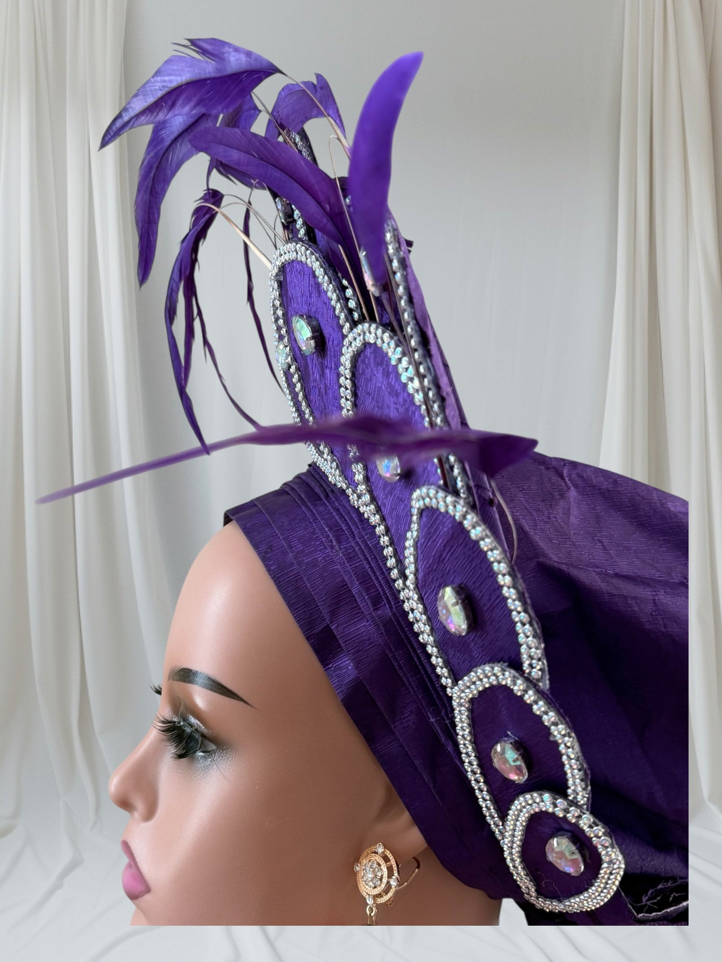 Stunning Purple Nigerian Autogele with Feathers