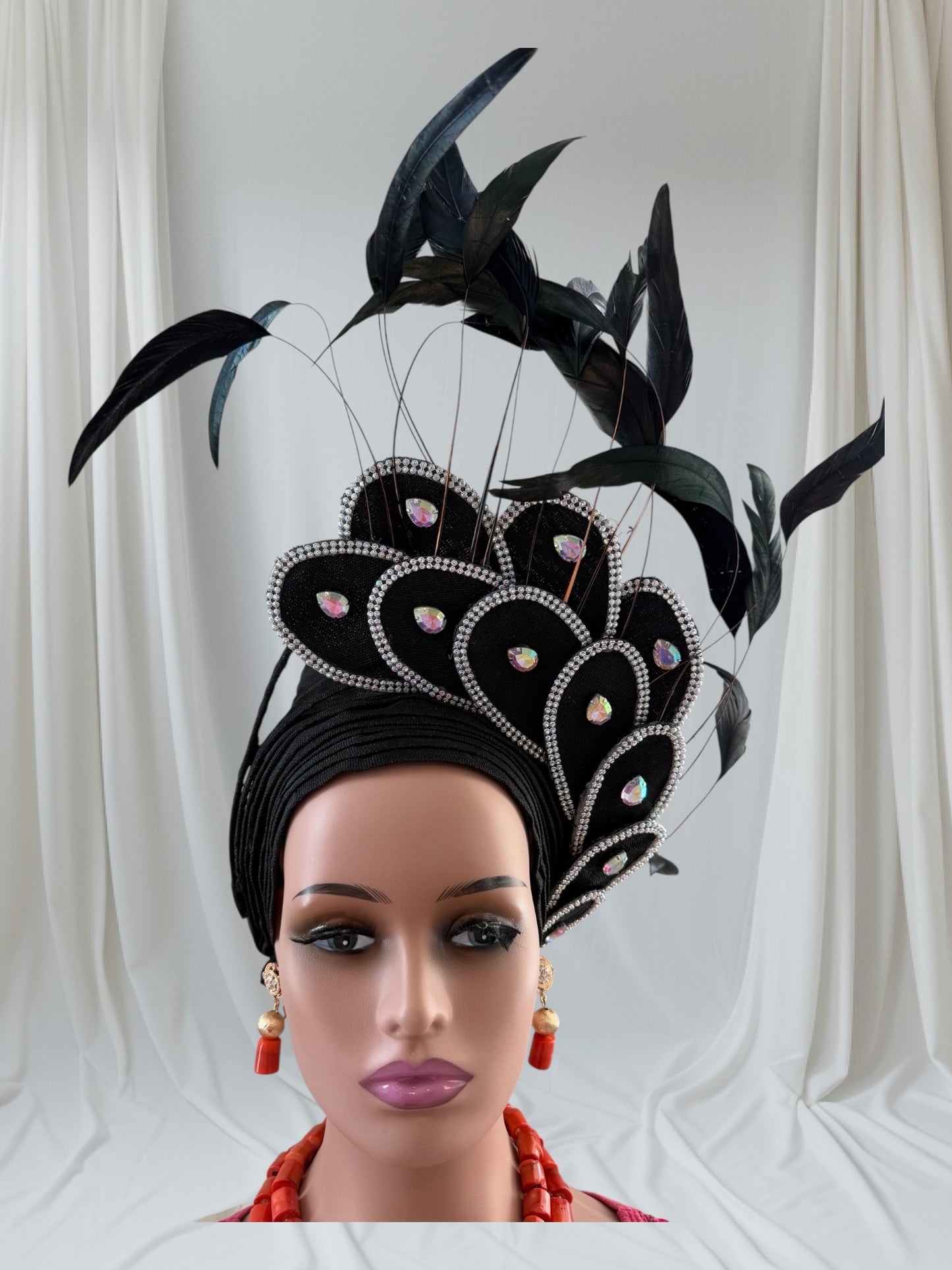 Stunning Black Nigerian Autogele with Feathers