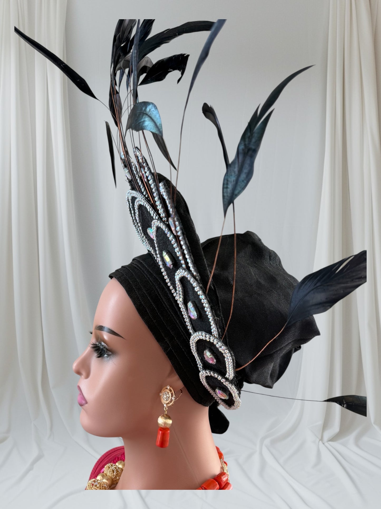 Stunning Black Nigerian Autogele with Feathers