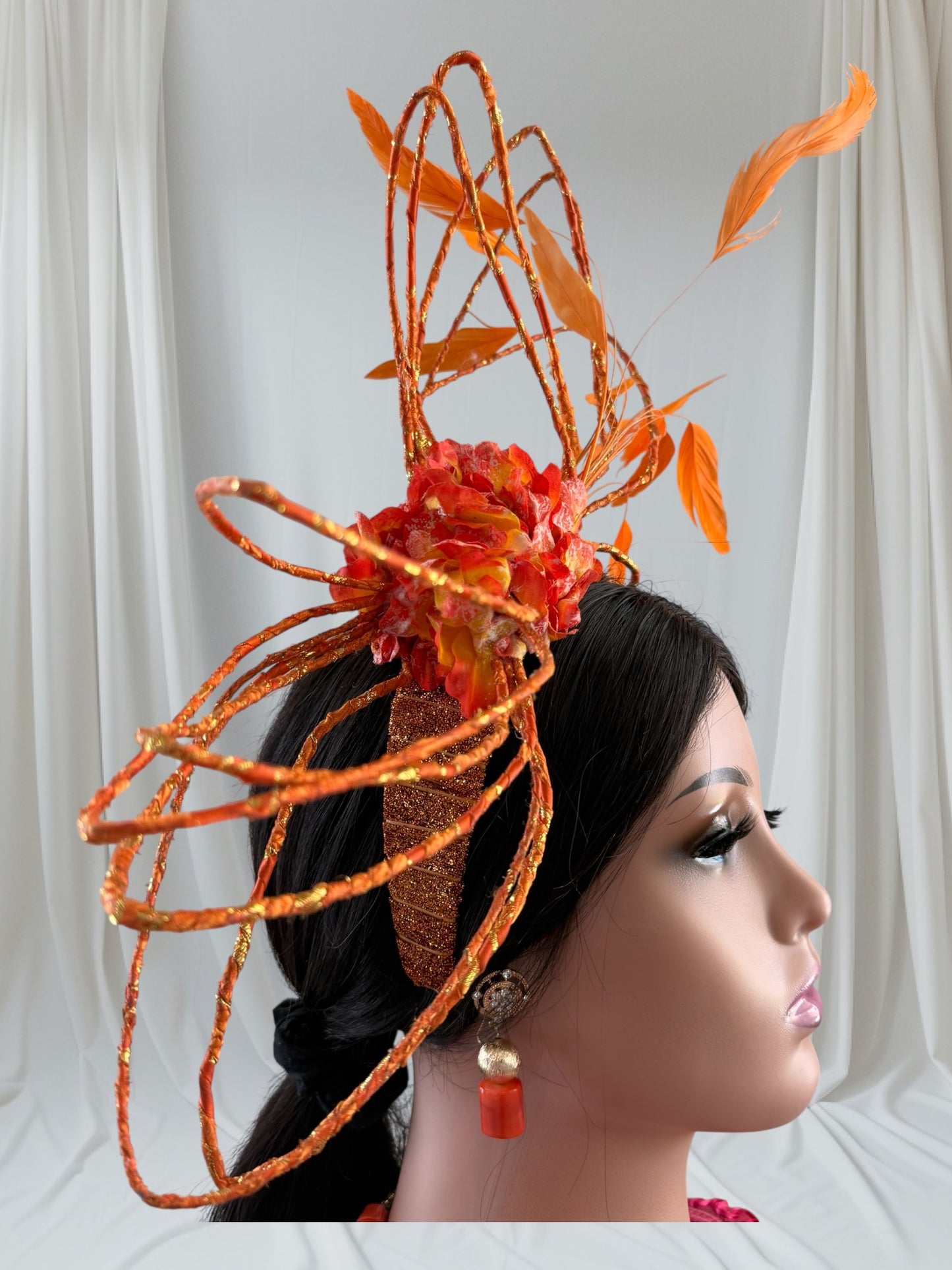 Elegant Orange Color Fascinator