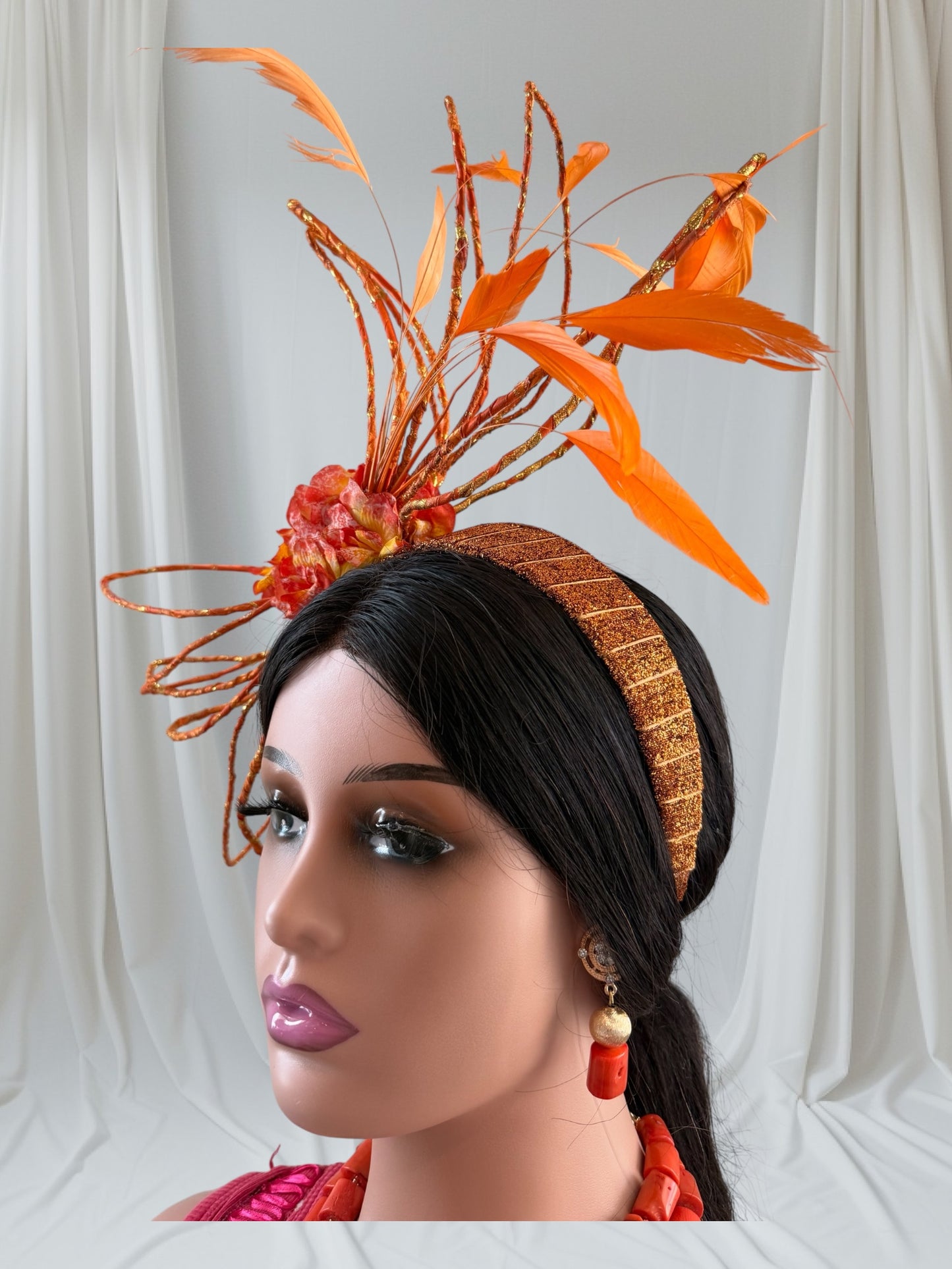 Elegant Orange Color Fascinator