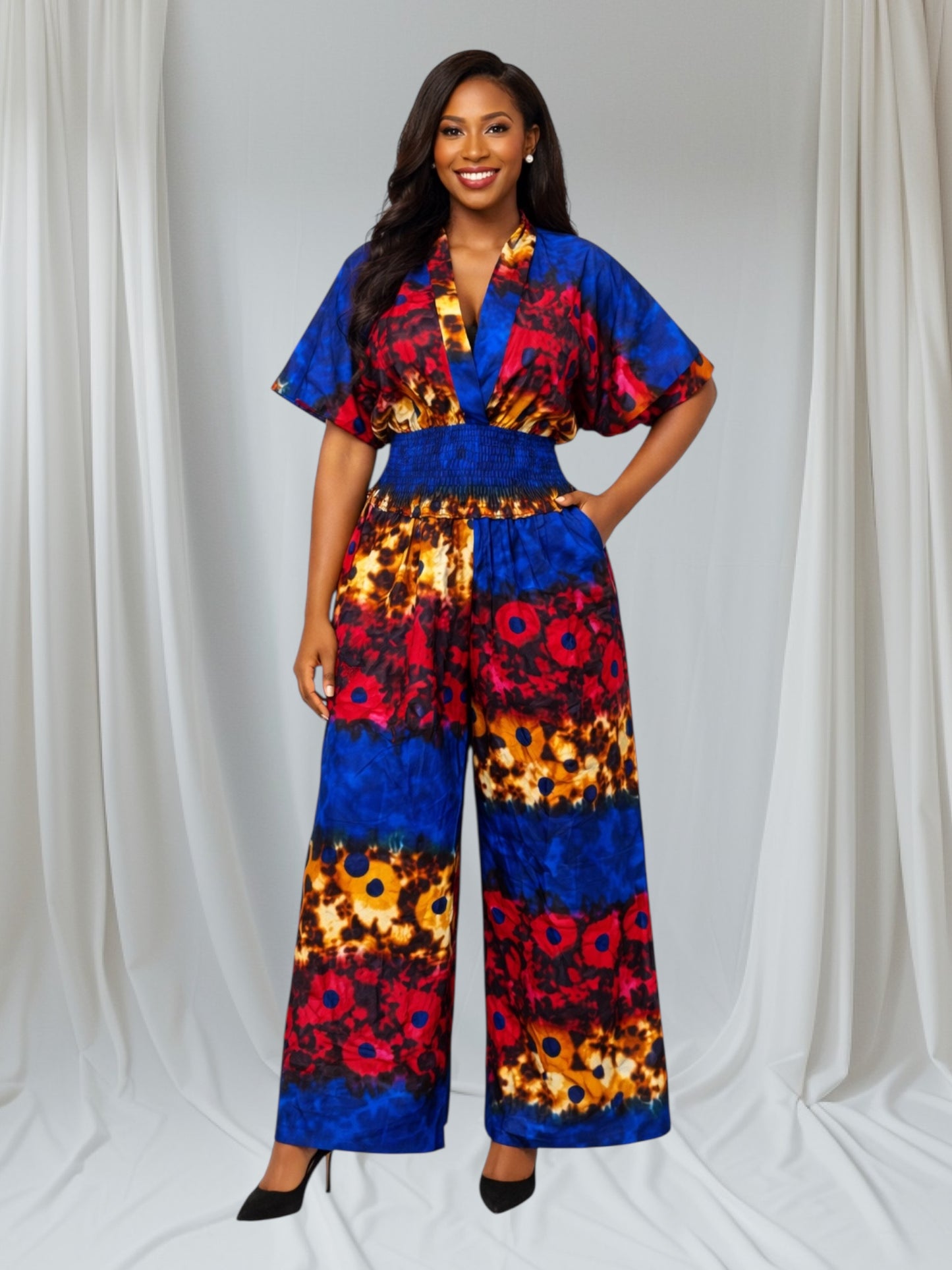CRZ Vibrant Ankara Crop Top and Palazzo Trousers Set