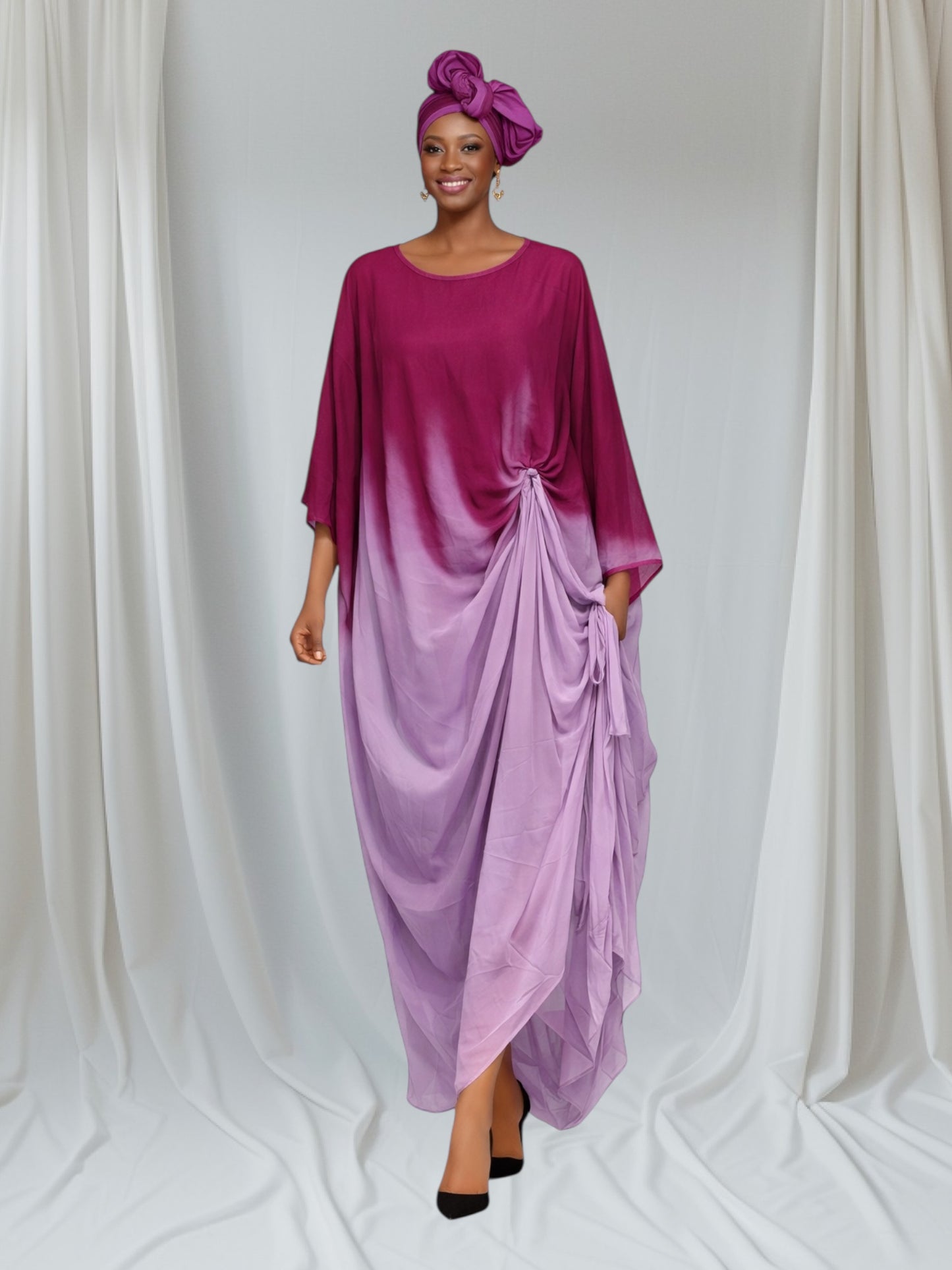 CRZ 2-in-1 Chiffon Long Dress With Side Drawstring 25164-1