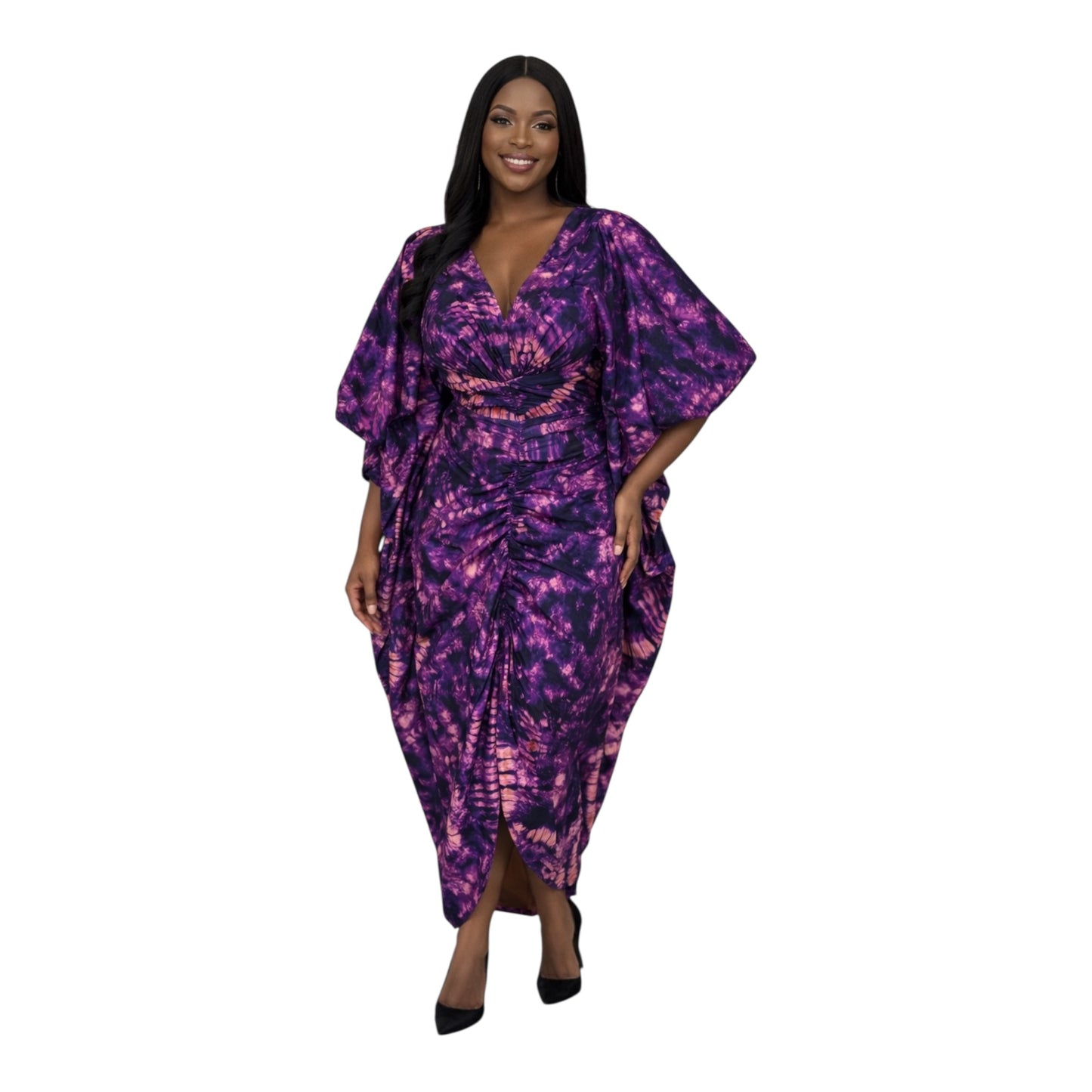 CRZ Luxe Ankara Dress With Front Ruching