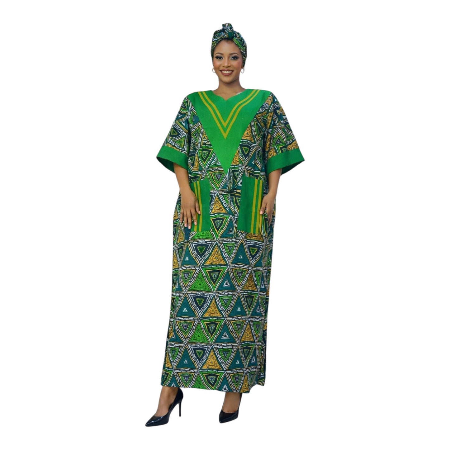 CRZ Ankara Maxi Boubou With Aso Oke Design