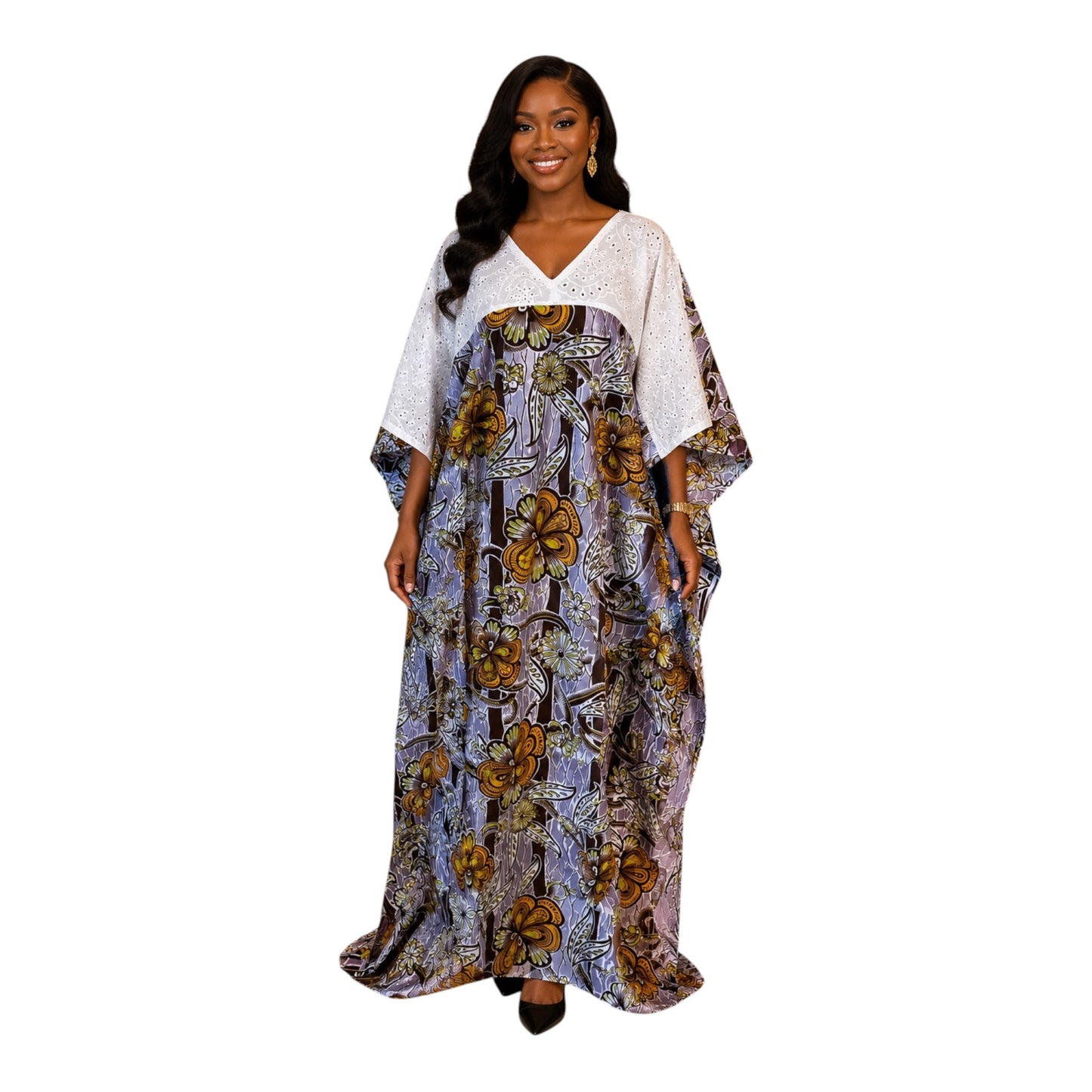 CRZ Elegant Ankara and Dry Lace Bubu Gown