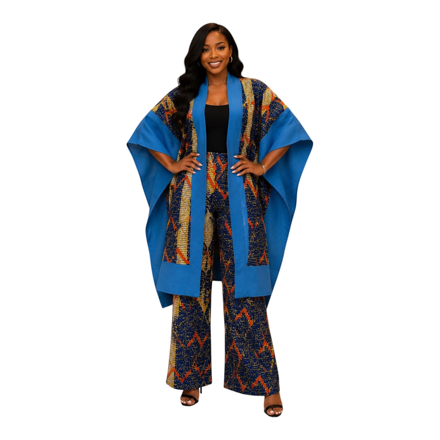 CRZ Royal Apparel Ankara Kimono Jacket and Pant Set With Zipper