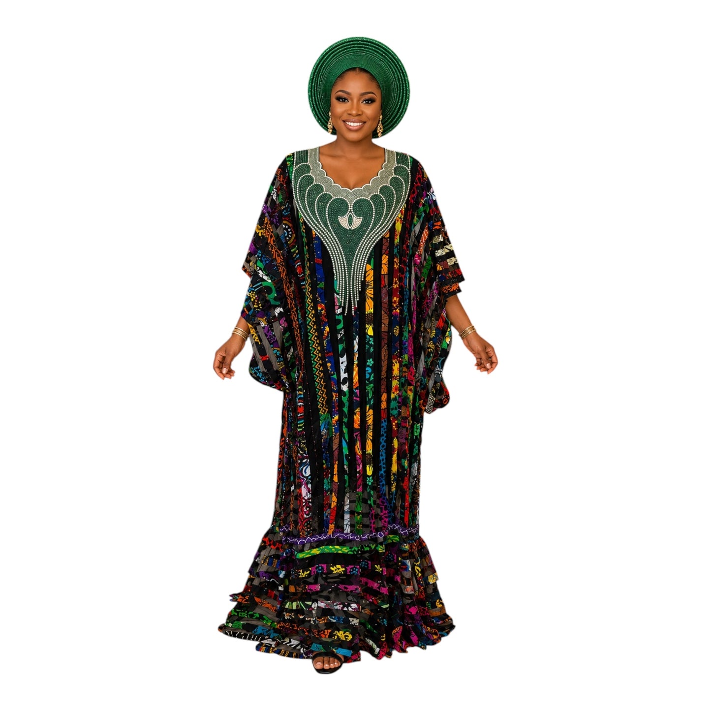 Crescenza African Ankara Patched Long Gown
