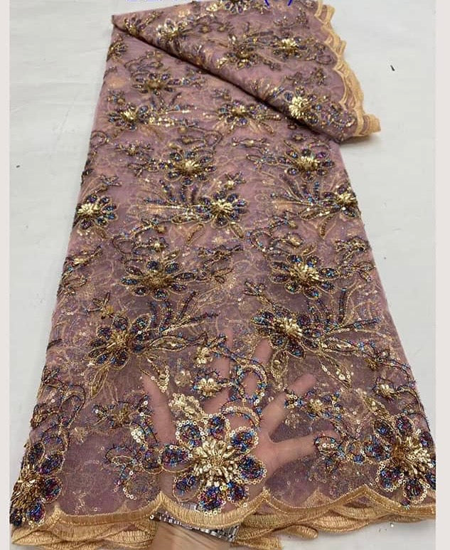 High Quality French Beaded Lace Available in 9 Colors