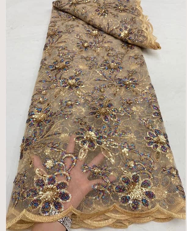 High Quality French Beaded Lace Available in 9 Colors