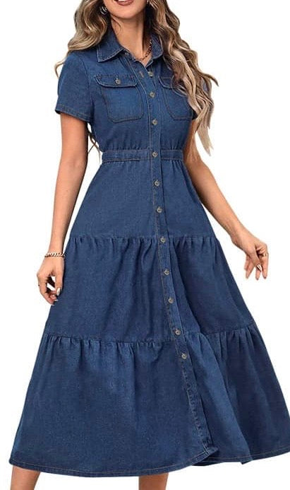 Short Sleeve Long Jeans Gown