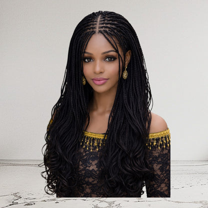 HB Box Braid With Curly Ombre Tips