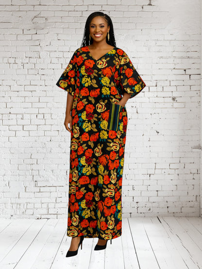 CRZ Elegant One Front Pocket Ankara Maxi Dress