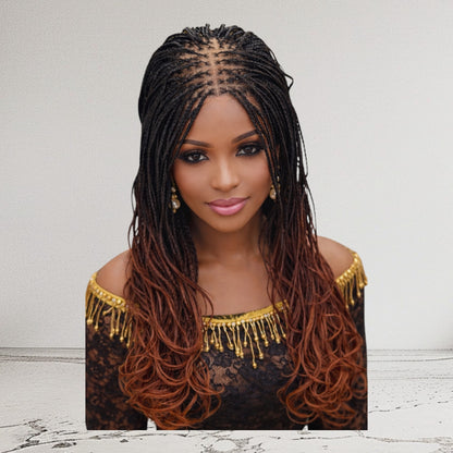 HB Box Braid With Curly Ombre Tips