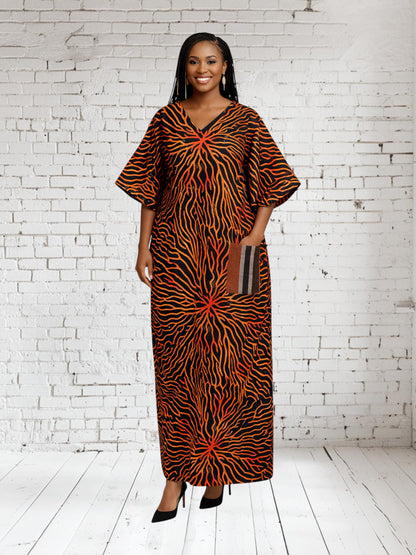 CRZ Elegant One Front Pocket Ankara Maxi Dress