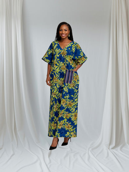 CRZ Elegant One Front Pocket Ankara Maxi Dress