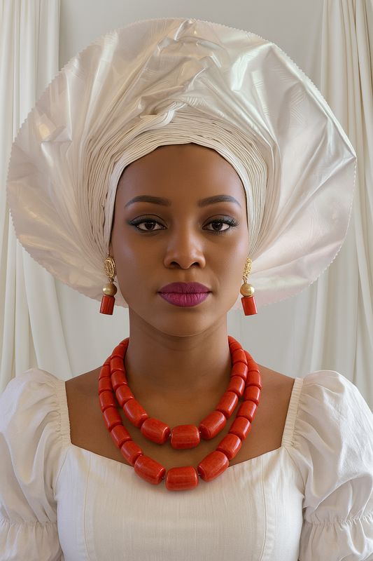 Elegant White Sego Auto Gele