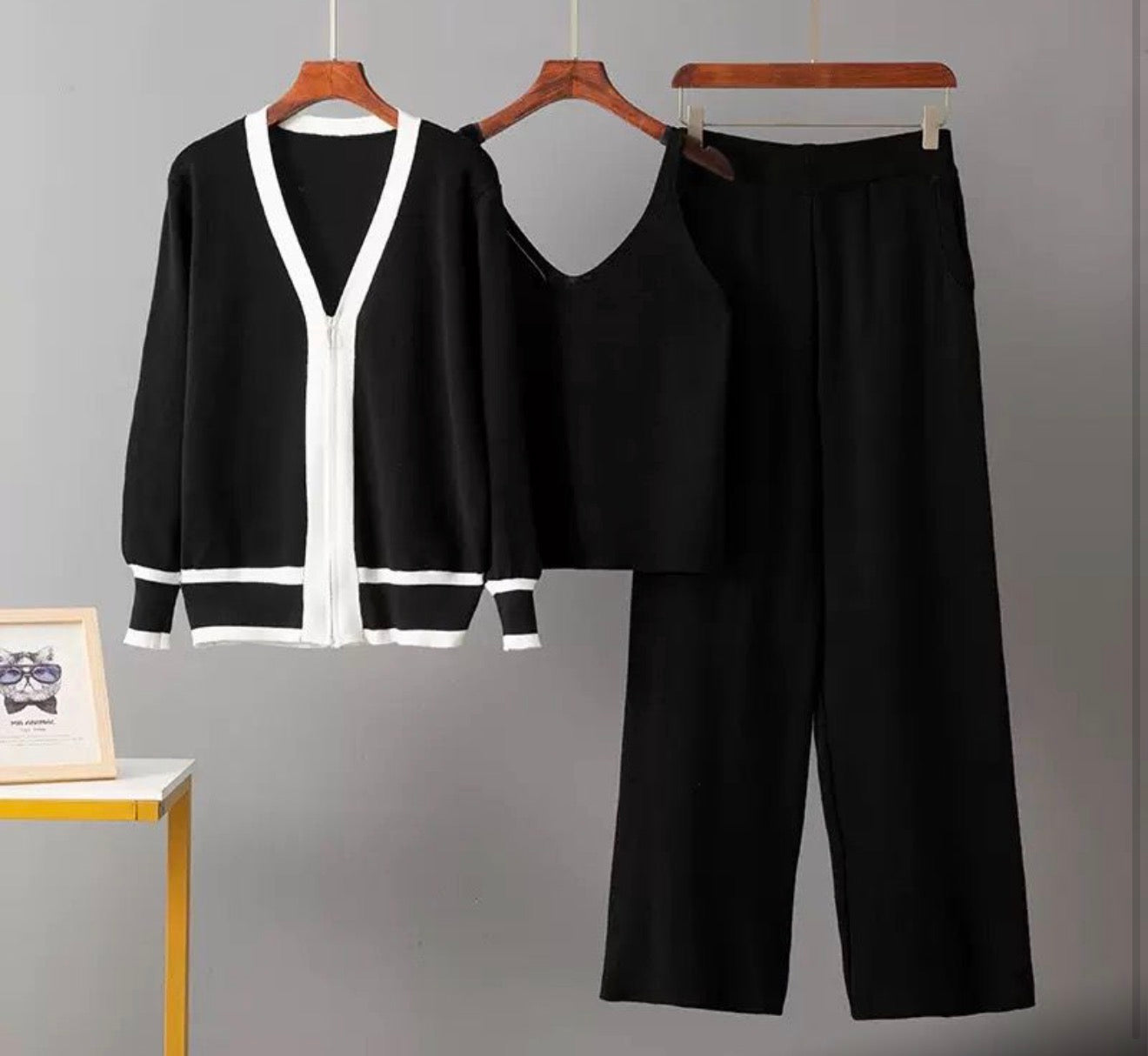 CRZ Classic Contrast Three Piece Knit Wear CZ5060