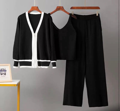 CRZ Classic Contrast Three Piece Knit Wear CZ5060