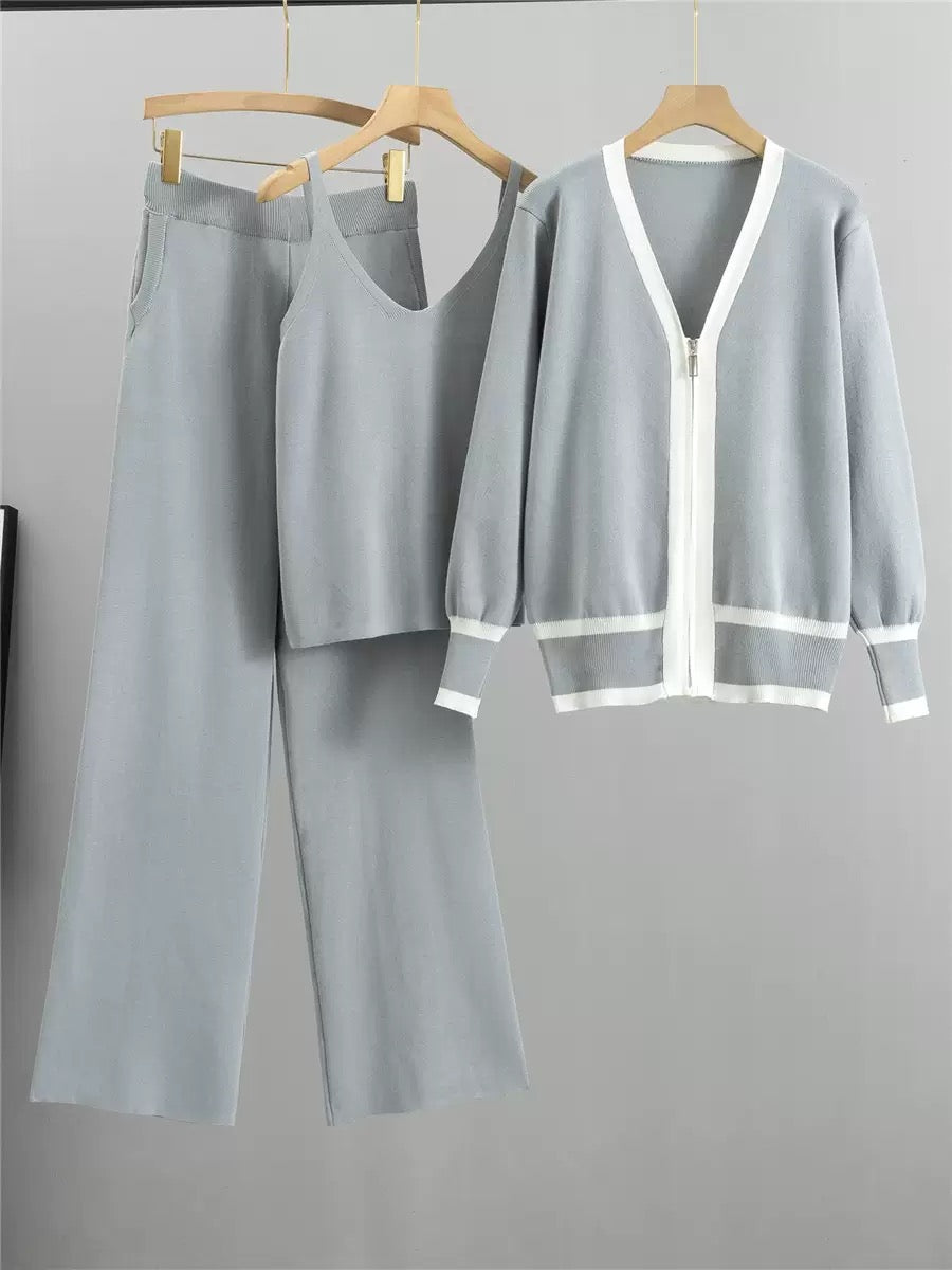 CRZ Classic Contrast Three Piece Knit Wear CZ5060